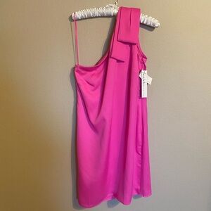 Nicole Miller Vibrant Pink One Shoulder Dress